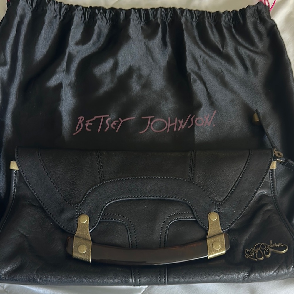 Chic Black Leather Clutch with Handle
